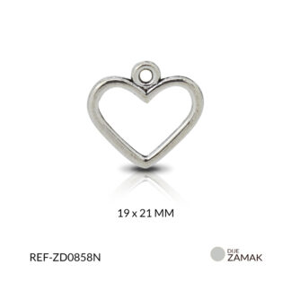 Dije zamak corazon silueta 19x21mm paquete x12 unds