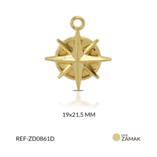 Dije zamak redondo estrella punto cardinal 19x21mm x unidad