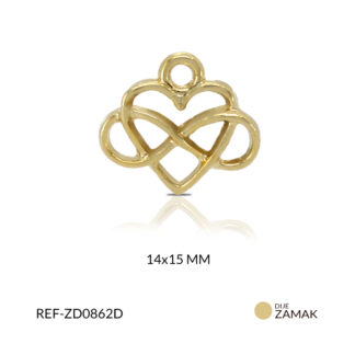 Dije zamak corazon infinito 14x15mm x paquete 2 unds