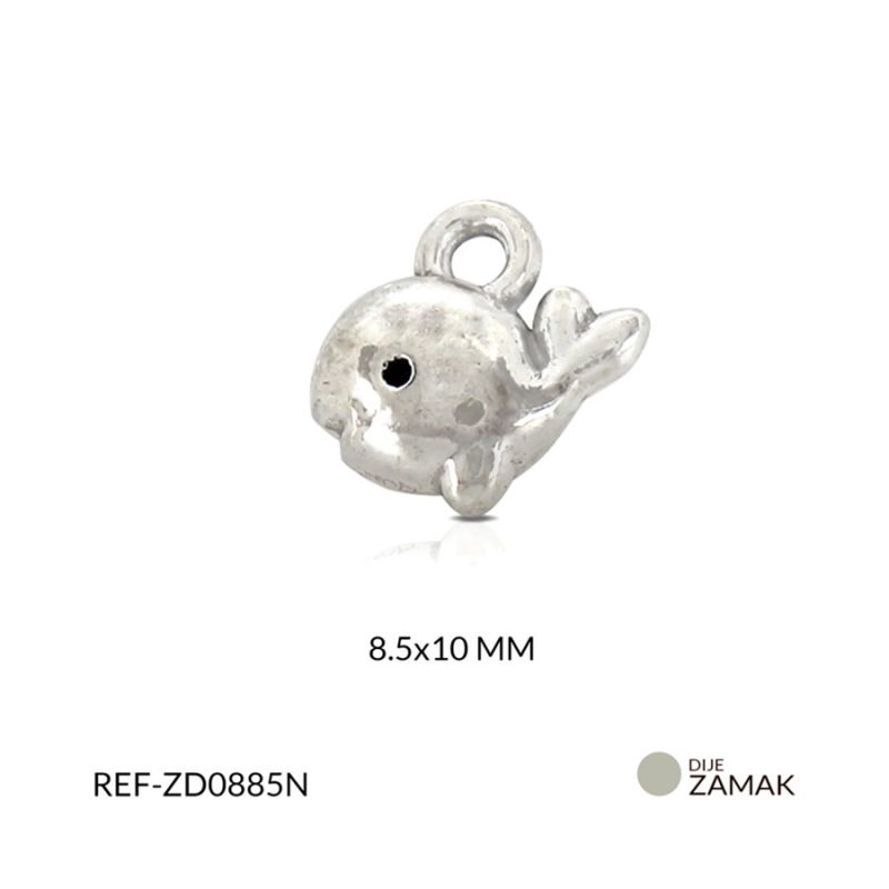 Dije Zamak ballena 8.5x10mm / paquete x 12 unidades / Ref-ZD0885N