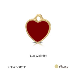 Dije zamak corazón resina roja 11x12.5mm x und