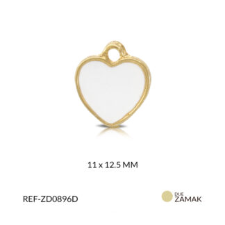 Dije zamak corazón blanco 11x12.5 mm x und