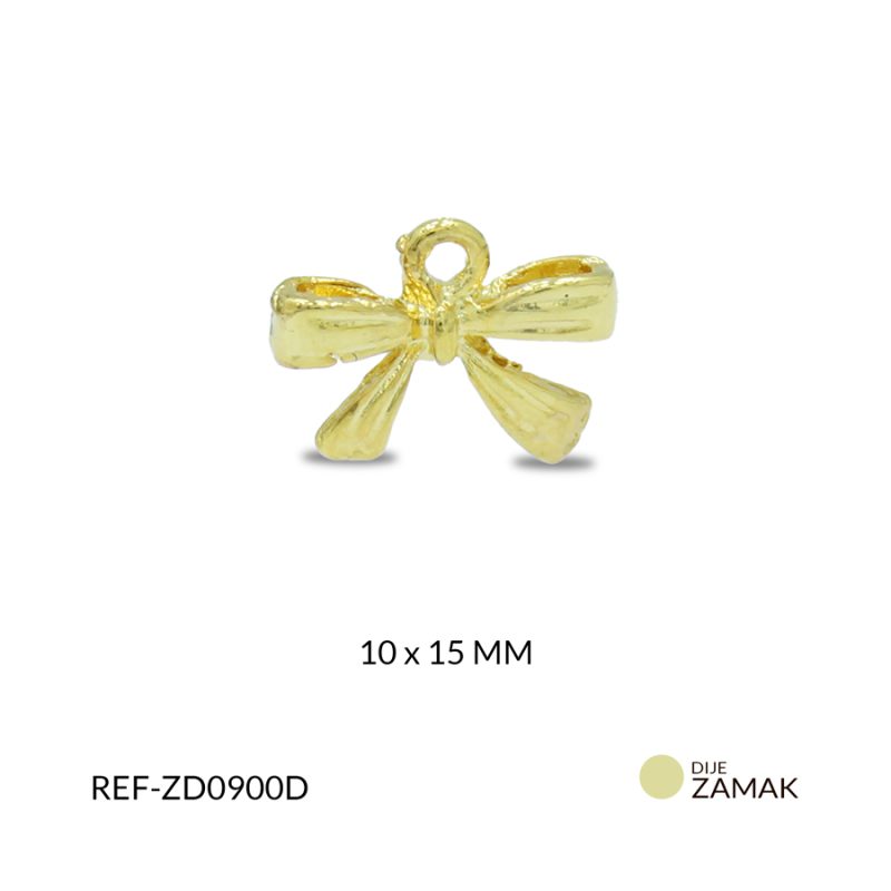 Dije zamak moño coquette 10 x 15 mm / paquete x 3 unidades / Ref-ZD0900D