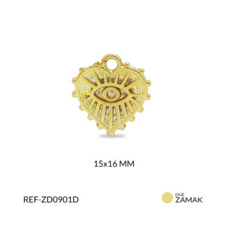 Dije zamak corazón ojo rayas 15x16mm x 2 unds