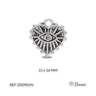 Dije zamak corazón ojo rayas 15x16mm x 12und