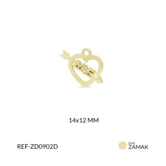 Dije zamak corazón flecha Love 14x12mm paquete x 3 unds