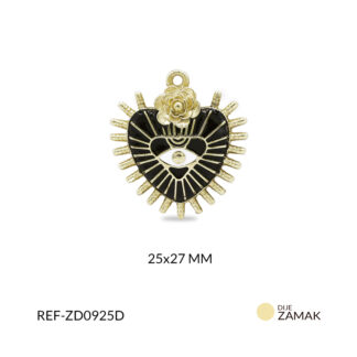 Dije zamak sagrado corazón ojo resina negra 25x27mm x und