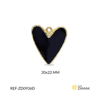 Dije zamak corazón resina negra 20x22mm x und