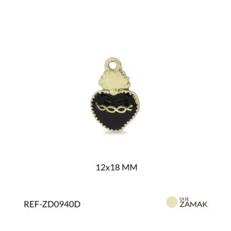 Dije zamak sagrado corazón resina negra 12x18mmx und