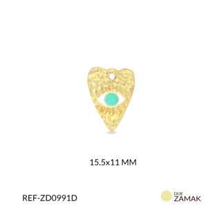 Dije zamak corazón ojo verde 15.5x11mm x unid