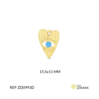 Dije zamak corazón ojo resina (blanco-azul) 15.5x11mm x unid