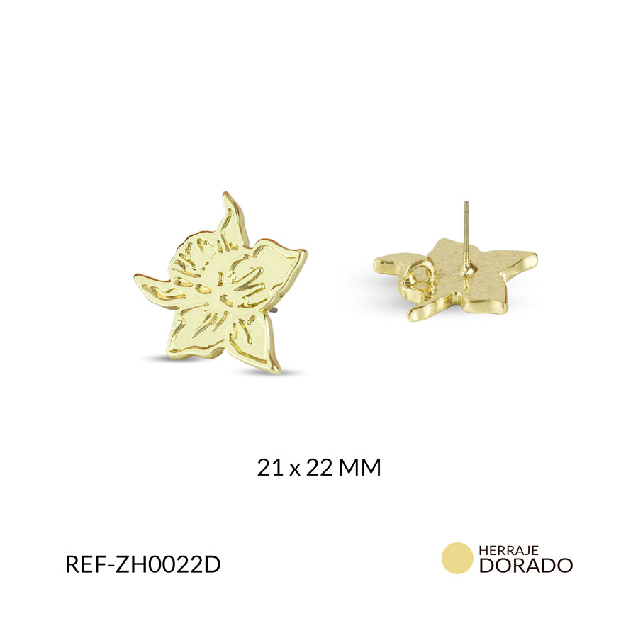 Herraje zamak para arete flor cataleya 21 x 22 mm / x par / Ref-ZH0022D