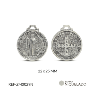Medalla zamak san benito 22x25mm x 6und