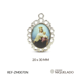Medalla zamak ovalada virgen del carmen 20x30mm x 3und