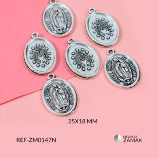 Medalla zamak ovalada virgen guadalupe 25x18mm x6 und