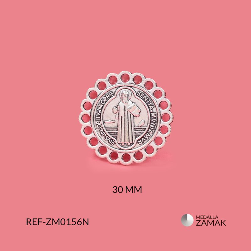 Medalla zamak San Benito para tejer 30mm