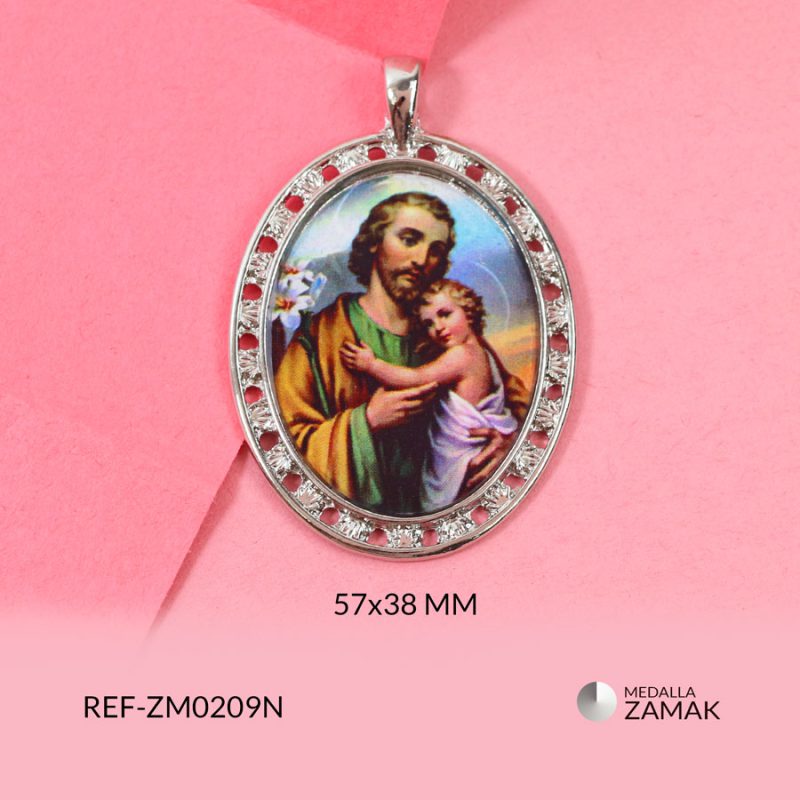 Medalla zamak ovalada resina San Jose 57x38mm / x unidad / Ref-ZM0209N / Ref-ZM0209N