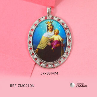 Medalla zamak ovalada resina virgen del carmen 57x38mmx und