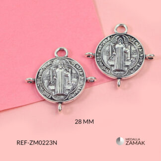 Medallas zamak san benito para tejer 28mm paquete x 6 unids