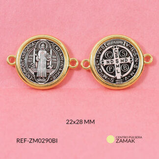 Centro pulsera zamak san benito bicolor 28x22mm x und