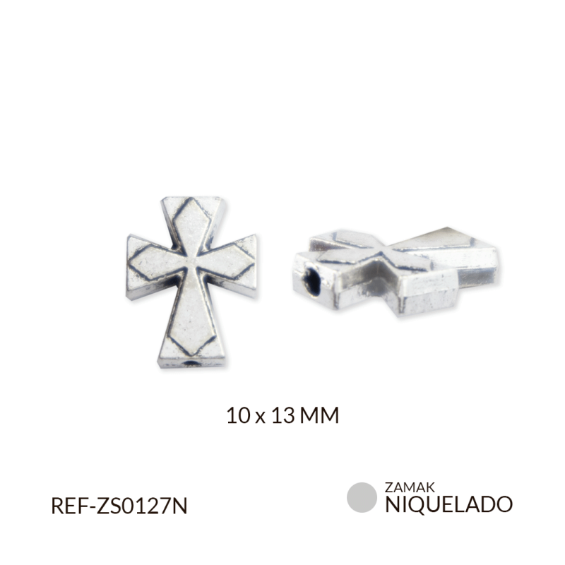 Separador zamak cruz relieve 10x13 mm x 12 und