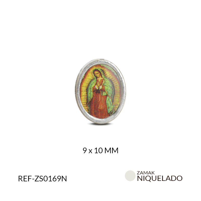 SEPARADOR ZAMAK OVALADO VIRGEN GUADALUPE RESINA 9x10MM / PAQUETE X 12 UND / Ref-ZS0169N