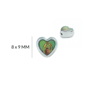 Separador zamak corazon resinado virgen de guadalupe 8x9mm 6 und