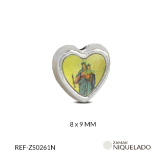 Separador zamak corazon resinado Maria auxiliadora 8x9mm x6 unds