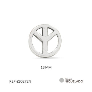 Separador zamak circulo símbolo de paz 13mm x12 unds