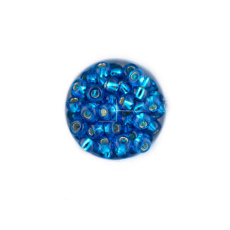 Mostacilla checa centro plata azul #6 paquete x25 gramos