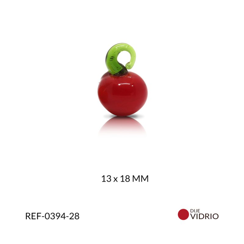 Dije vidrio manzana roja 12x17mm x und