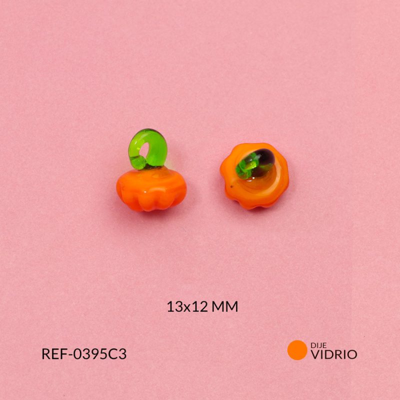 Dije de vidrio en forma de calabaza 13x12mm