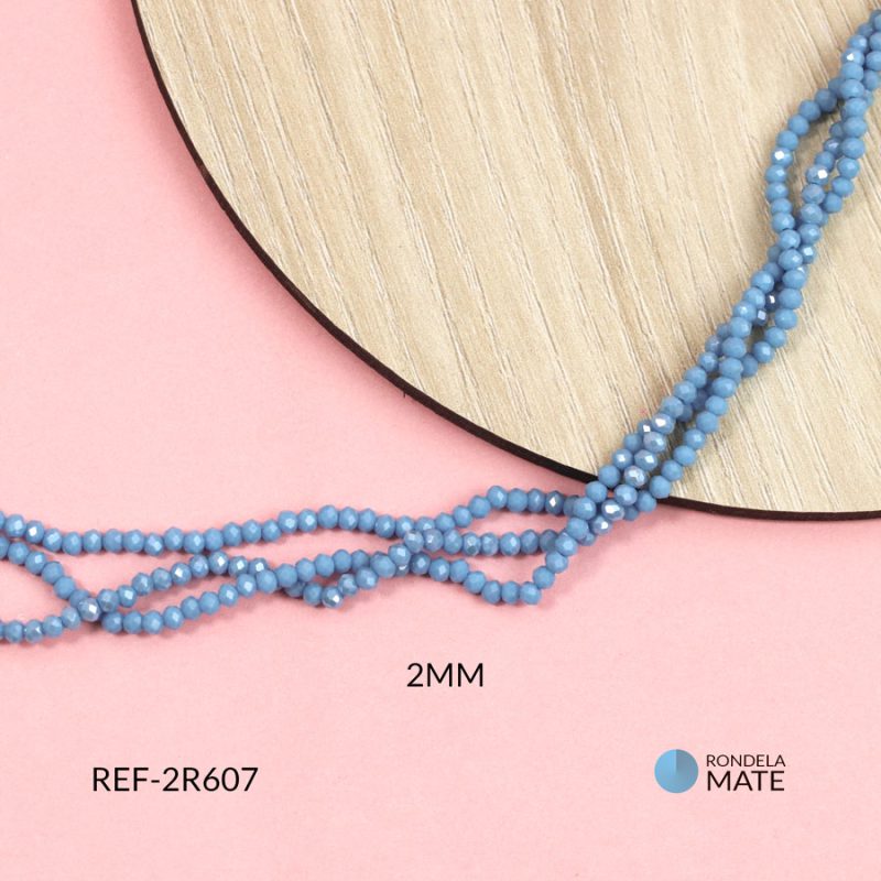 Rondela mate boreal azul zafiro claro 2mm