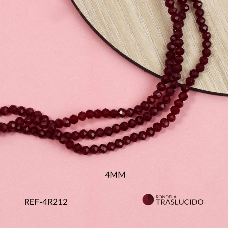 Rondela traslucido rojo vino tinto 4mm