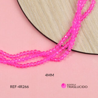 Rondela traslucido fucsia fluorescente 4mm