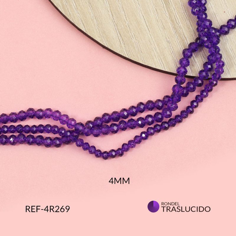 Rondela traslucido morado oscuro 4mm