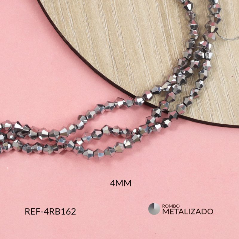 Rombo metalizado plateado 4mm