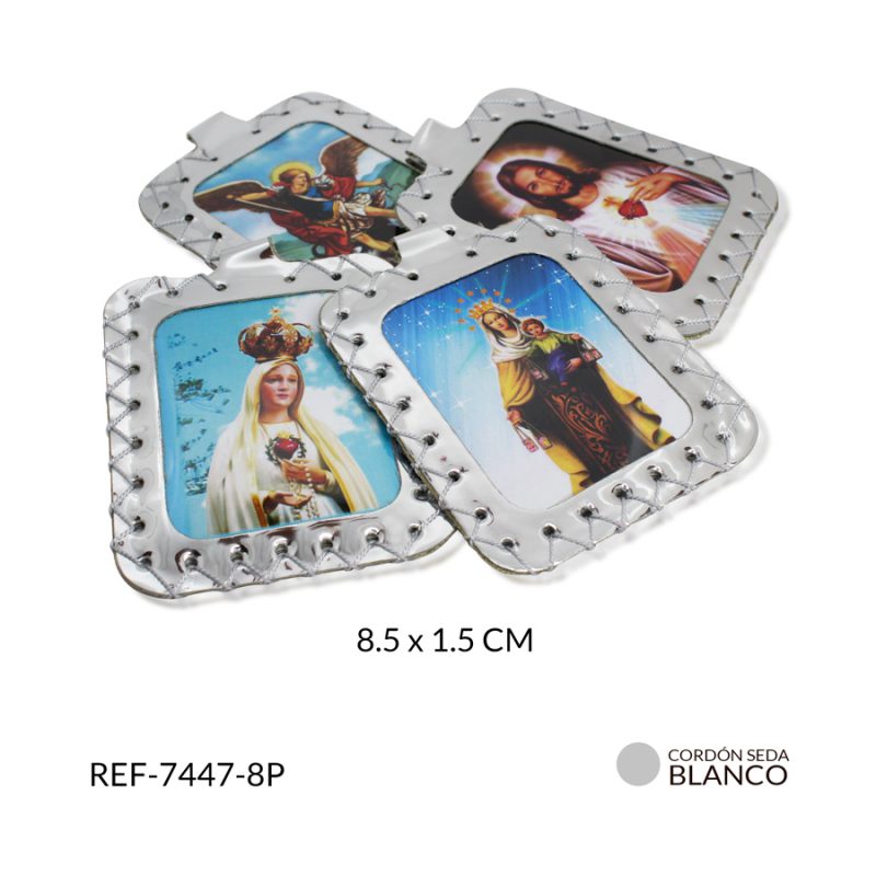 Escapulario cuero plateado 8.5x11.5mm x und