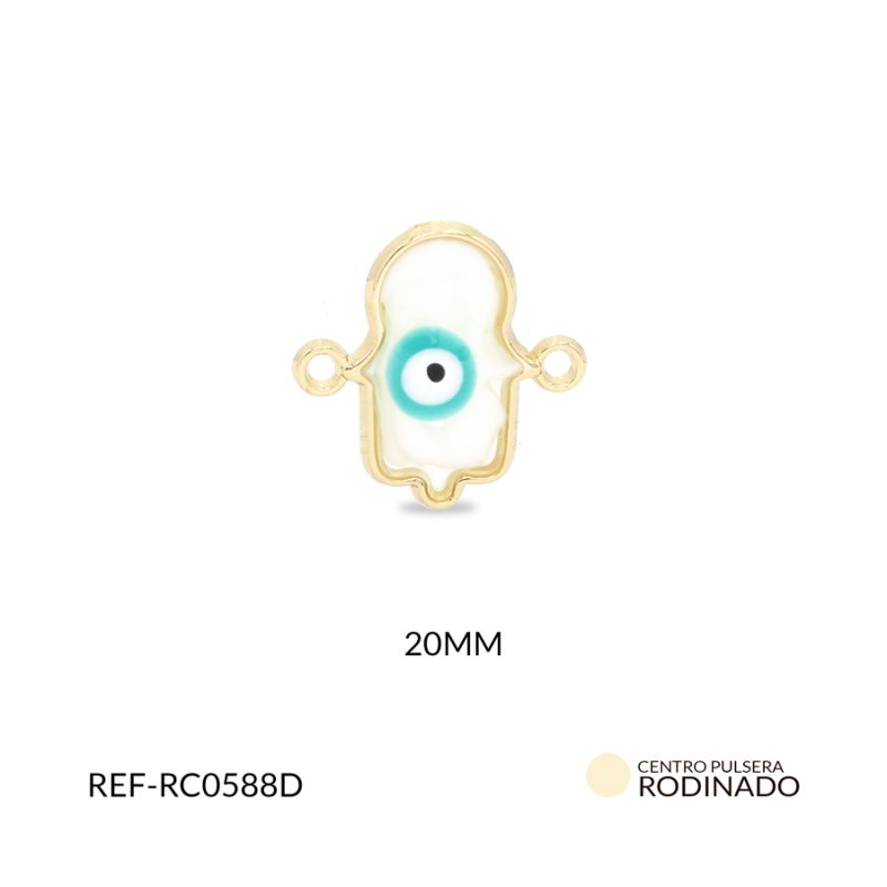 Centro pulsera rodinado mano hamsa 20x20mm x und