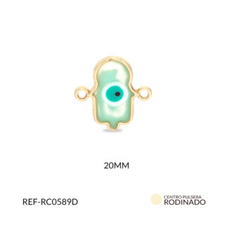 Centro pulsera rodinado mano hamsa 20x20mm x und