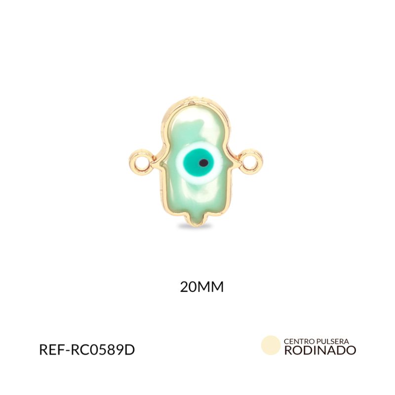 Centro pulsera rodinado mano hamsa 20x20mm x und