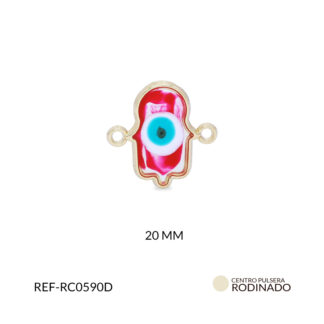 Centro pulsera rodinado mano hamsa 20x20mm x und