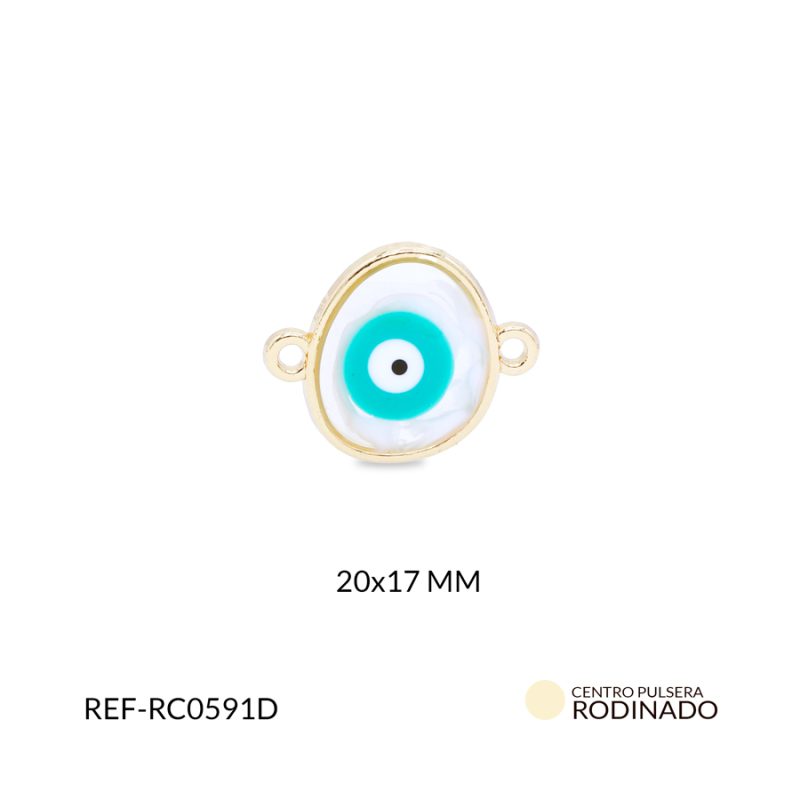 Centro pulsera rodinado ojo 20x17mm x und