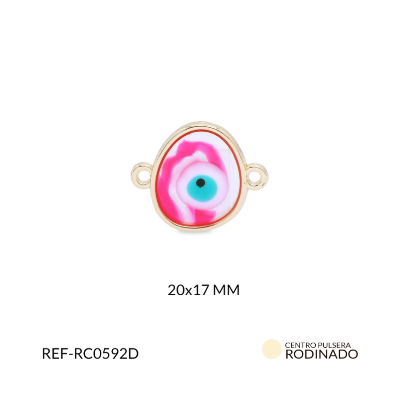 Centro pulsera rodinado ojo 20x17mm x und