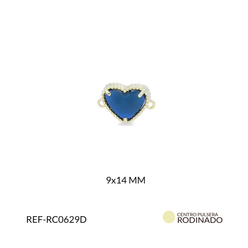 Centro pulsera rodinado corazón 9x14mm x und