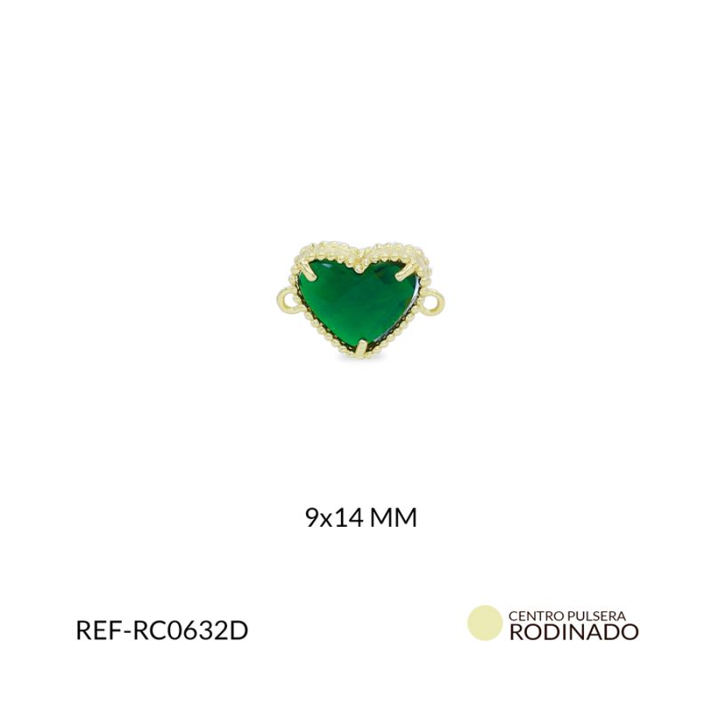 Centro pulsera rodinado corazón 9x14mm x und