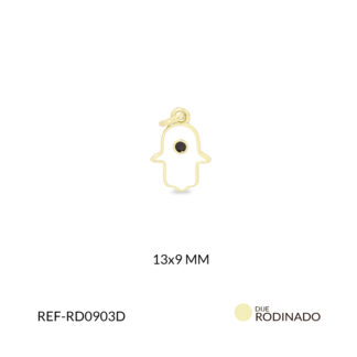 Dije rodinado mano hamsa 13x9mm x und