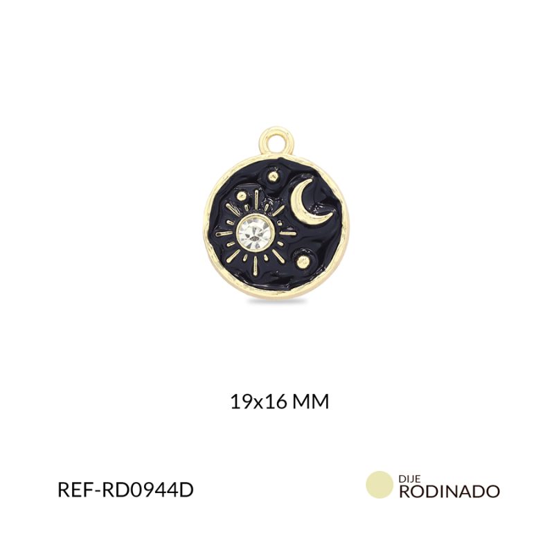Dije rodinado sol y luna 19x16mm x und