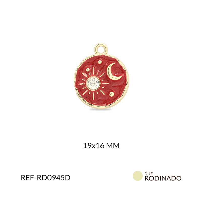 Dije rodinado sol y luna 19x16mm x und