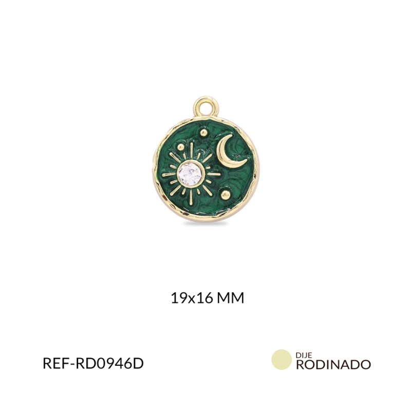 Dije rodinado sol y luna 19x16mm x und